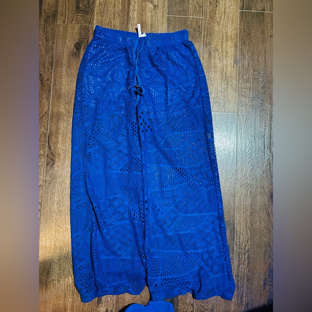 Blue Sheer Lace Pants